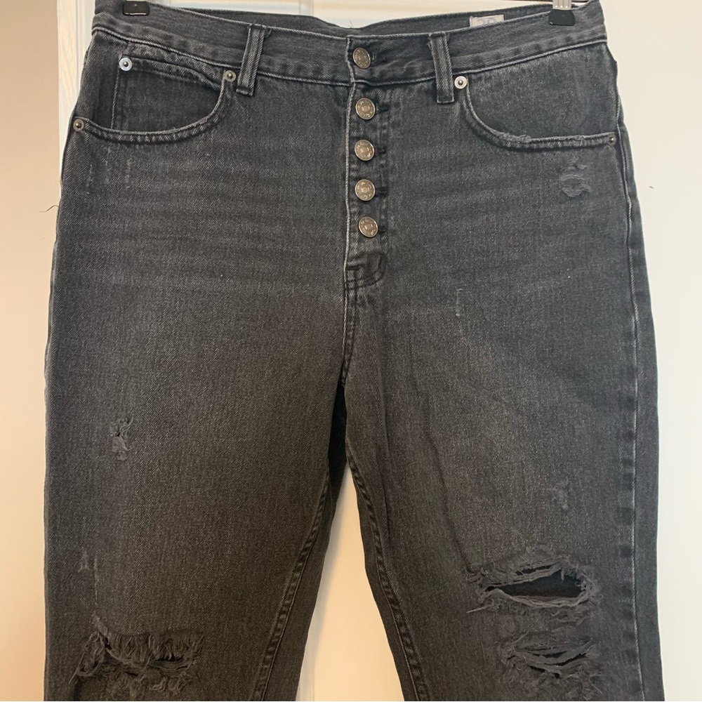 Free People | We the Free distressed button fly black denim jeans - size 29